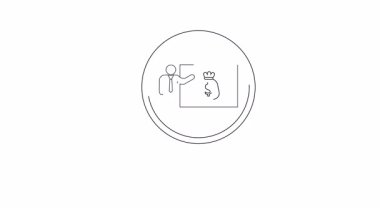 Ana hatlı büyüteç, para çantası sunan kişiyi gösteren bir tahtaya odaklanıyor