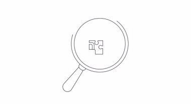 Bir büyüteç 4 parçalı bir yapboza ve bir asma kilide odaklanır