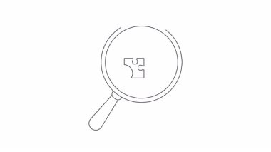 Bir büyüteç dört parçalı yapboza ve yanındaki küçük yuvarlak nesneye odaklanır.