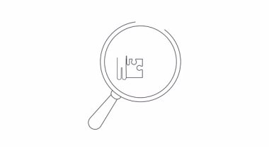 Bir büyüteç, dört yapboz parçasından oluşan bir karenin yanındaki çöp adama odaklanır.