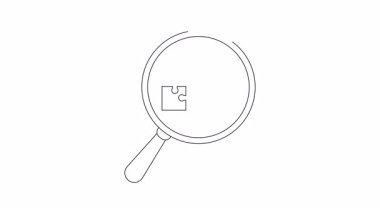 Yapboz ve aşağı doğru ok sembolüne odaklanan bir büyüteç.