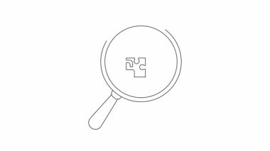 Bir asma kilit tarafından kilitlenmiş dört parçalı bulmacayı ortaya çıkaran bir büyüteç.