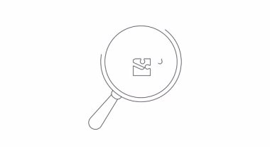 Bir yapboz ve makas üzerine bir büyüteç ve siyah beyaz çizim parçalanmış ya da parçalanma önerir