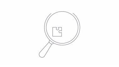 Konum iğnesiyle bir yapbozu çevreleyen büyüteç çizgisi sanatı