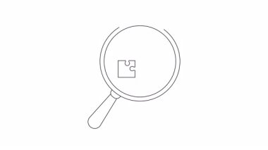 Büyüteç yapboz parçaları ve detayları vurgulayan bir kupa üzerine odaklanır