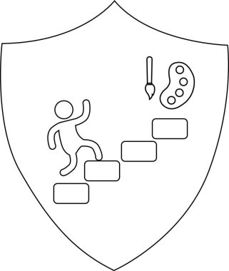 Tırmanma figürlü kollar fırça ve boya paleti