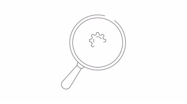 Bir büyüteç bir dişli simgesini gösteren bir bilgisayar monitörüne odaklanır