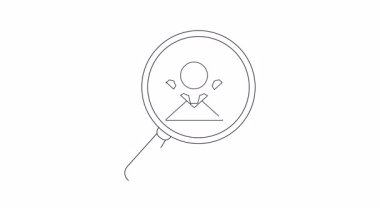 Bir büyüteç, içinde siyah çizgiler olan bir zarf gösterir.