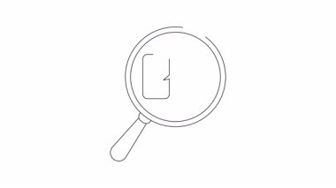 Konuşma baloncuğu ve büyüteçle telefon çantasının siyah beyaz çizimi