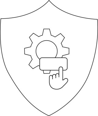 Ortasında dişli dikdörtgen parmak imleci bulunan bir kalkanın beyaz üzerinde siyah çizgiler vardır