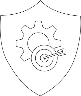 Kalkanında ok olan vites ve hedef mekanik hedefe yönelik bir amblem