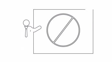 Beyaz tahta üzerinde engellenmiş bir konum simgesini gösteren bir çizgi çizimi