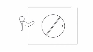 Satır sanatları sunucusu yasağı gösteren bir ekranı işaret ediyor.