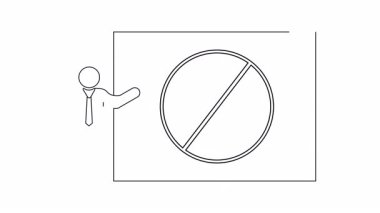 Yasağı işaret eden bir adam elle tahtayı işaret ediyor.