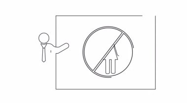 Erkek, üzerinde kadın sembolü olan bir işareti işaret eder.