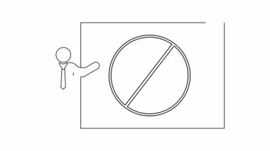 Elleri ve çapraz bir çizgi ile sınırlanmış bir saat resmine işaret eden özet resim figürü