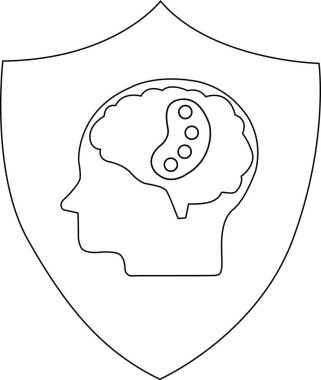 İçinde palet olan bir beynin bulunduğu bir kalkan amblemi yaratıcı zekayı ve yenilikçi düşüncenin korunmasını sembolize ediyor..