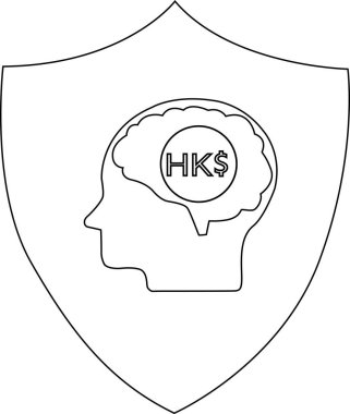 Finansal güvenliğin ve bilişsel korumanın sembolik bir temsili, kalkan içinde bir beyin siluetinin yer alması, zihinsel ve finansal refahın korunması kavramının özetlenmesi.