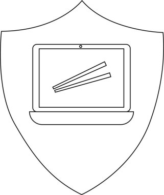 İçinde bilgisayar olan bir kalkan, dijital güvenlik ve siber tehditlere karşı korumayı simgeliyor. Siber güvenlik, veri koruması ve çevrimiçi güvenlik kavramları için ideal.