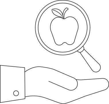 Bir el, bir elmanın üzerinde büyüteç tutar, basit bir sanat tarzıyla betimlenir, sağlık ve refahı simgeler..