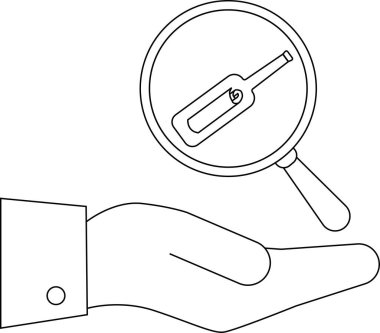 Bir el, termometreye odaklanan, sağlık izleme ve tıbbi muayeneyi sembolize eden bir büyüteç tutar..