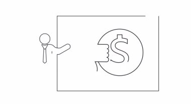 Bir dolar işareti ve el hareketleriyle mali bir sunum, onaylama veya onaylamamayı belirten, iş veya finansla ilgili içerik için uygun.