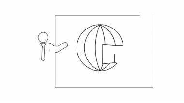 Bir iş adamı, küreye olumsuz küresel geri bildirimi veya iş ortamında onaylanmamayı sembolize eden olumlu bir bakış açısı sunar..