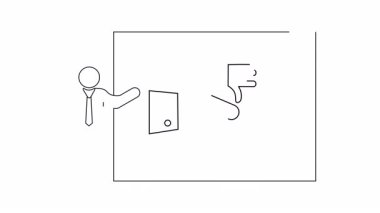 Bir iş ortamında olumsuz geri bildirim, reddedilme veya onaylanmama simgesini gösteren bir sunum. Analiz ve eleştiri için ideal.