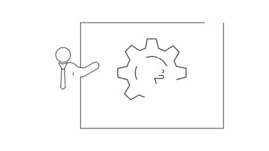 Bir kişinin vitesli bir slayt sunuşunu gösteren ve negatif geri bildirim, onaylama ve reddetmeyi temsil eden bir sunum.