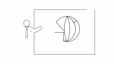 Küresel gayrimenkulleri temsil eden bir ev ve küreyi ekranın yanında duran sunucunun canlandırılmış bir taslak simgesi.