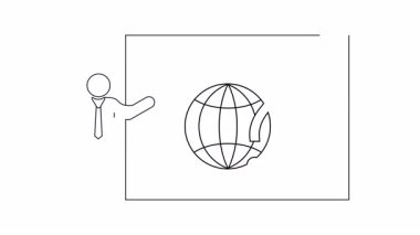 Küreyi soru işaretiyle temsil eden, küresel belirsizliği ve dünya çapında soruları simgeleyen kavramsal bir sunum.