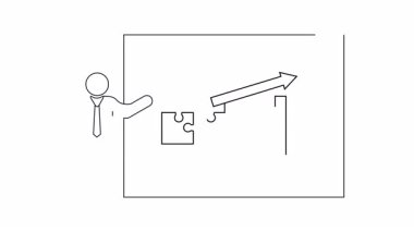 Büyüme grafiği ve bulmaca parçalarının yer aldığı bir iş sunumu strateji ve başarıyı simgeliyor. Şirket eğitimi ve iş geliştirme içeriği için ideal.