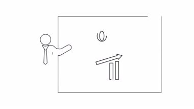 Büyümeyi ve yüzde artışını gösteren bir iş sunumunun basit bir çizgi çizimi, mali veya işle ilgili içerik için ideal.