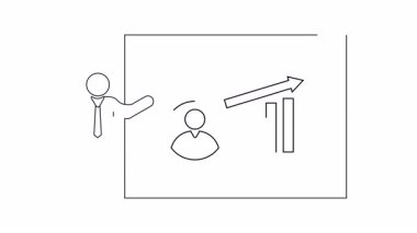 Büyüme ve başarıyı gösteren basit bir iş sunumu çizimi. İş kavramlarını resmetmek için mükemmel..