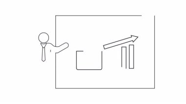 Artan ev fiyatlarının grafiğini gösteren basit bir çizgi çizimi sunucusu, gayrimenkul veya iş sunumları için ideal.