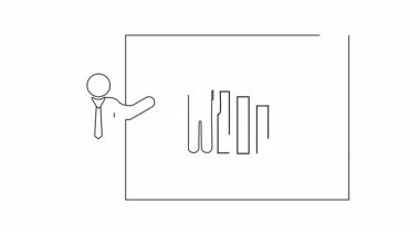 Düşen grafiği olan ve çeşitli iş ve eğitim bağlamları için uygun bir iş sunumunun basit bir çizgisi çizimi.