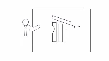 Grafik ve konum simgesi olan basit bir iş sunumu çizimi. İş ve teknoloji temaları için mükemmel.
