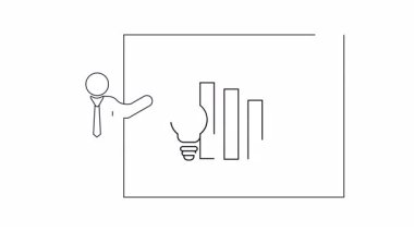 Bir fikri ve azalan grafiği gösteren animasyon iş sunumu. İş, finans ve ekonomik kavramlar için uygundur.