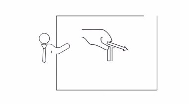Ekonomik kriz ve finansal performanstaki düşüşü gösteren basit bir iş sunumu çizimi.