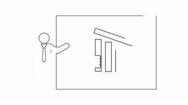 Aşağı yönlü eğilimleri ve olumsuz sonuçları gösteren bir iş sunumu. Zorlukların görsel temsili ve olumsuz geri bildirim.