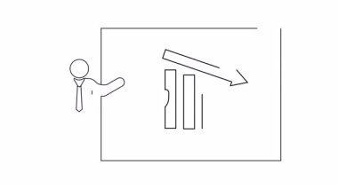 Bir mikrofon ve hoparlörle satışların azaldığını gösteren bir sunum. Hoparlör grafiği gösteriyor..