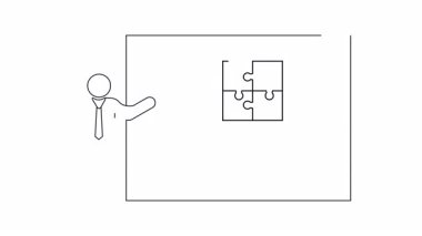 Yapboz parçalarını tutan, problem çözmeyi ve takım çalışmasını sembolize eden bir iş sunumu. Kurumsal eğitim ve strateji tartışmaları için ideal.