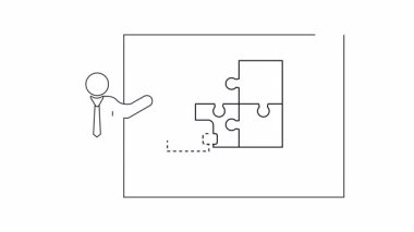 Yapboz parçaları ile problem çözme ve cüzdan simgesi ile mali çözümleri gösteren bir iş sunumu.