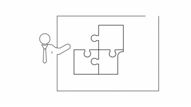 Strateji ve teknoloji entegrasyonunu resmetmek için ideal bir bulmaca ve mobil uygulamanın yer aldığı bir iş sunumu.