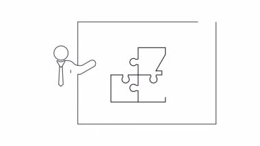 Strateji ve büyümeyi sembolize eden bulmaca ve okla bir iş sunumunun basit bir özeti.