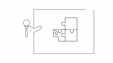 Yapboz parçaları ve kilitsiz asma kilit kullanarak iş güvenliğini açıklayan bir sunum, güvenlik sorunlarını çözmenin önemini vurguluyor.