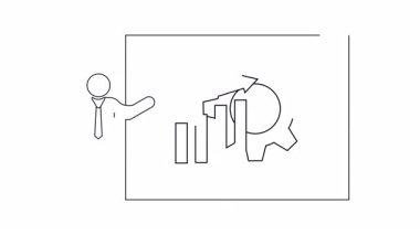 Büyüme grafiği, ok ve dişli sembolü olan bir iş sunumunun basit bir tasviri.