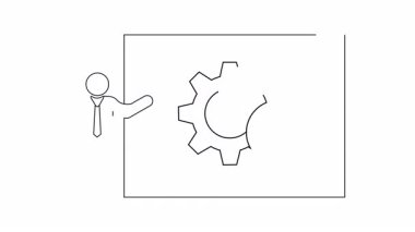 Teknik ayarları sunan bir kişinin basit bir çizgi çizimi, sunumlar veya eğitim materyalleri için ideal.