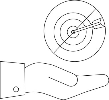 Hedefi hedef alan bir el, hedefi tam on ikiden tutar. Başarıyı ve başarıyı simgeler..
