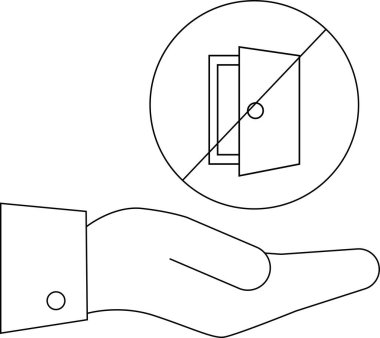 Kapalı kapılar, reddedilmeyi, reddedilmeyi ya da fırsat eksikliğini temsil eden bir el. Resim engeller ve kısıtlamalar mesajı iletir.
